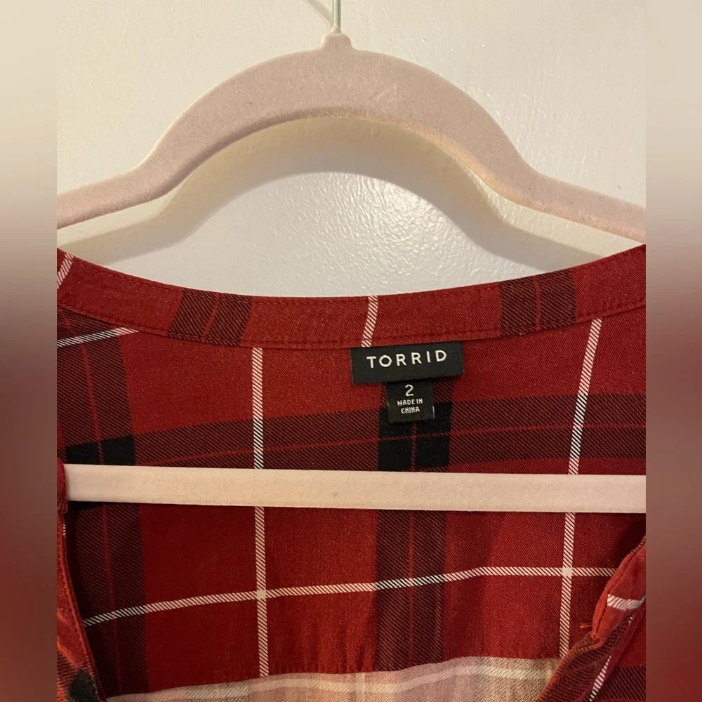 Torrid red plaid dress size 2 (18/20) - Picture 2 of 7